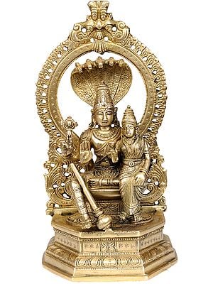 10" Vishnu and Lakshmi Brass Statue | Handmade Brass Idols | Made in India