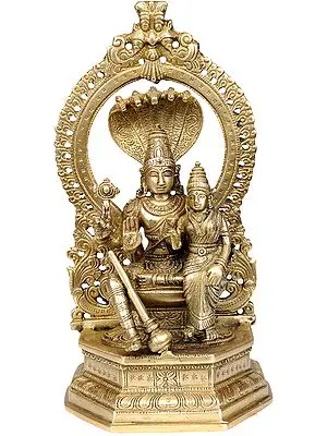 10" Vishnu and Lakshmi In Brass | Handmade | Made In India
