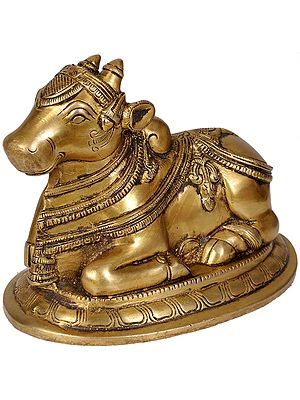 6" Nandi Brass Statue | Handmade Brass Figurine | Made in India