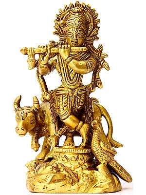 4" Brass Muralidhar Krishna Idol | Handmade | Made in India