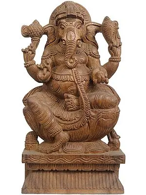 Bhagawan Ganesha Wooden Sculpture
