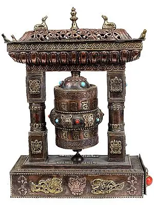Prayer Wheel with Incense Holder and Burner