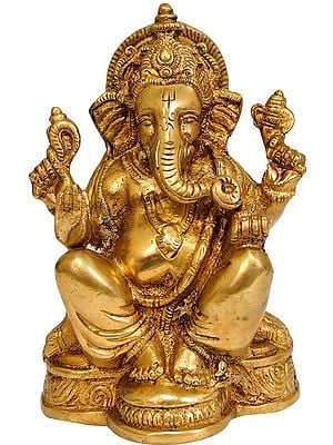 5" Brass Lord Ganesha Sculpture | Handmade | Made in India