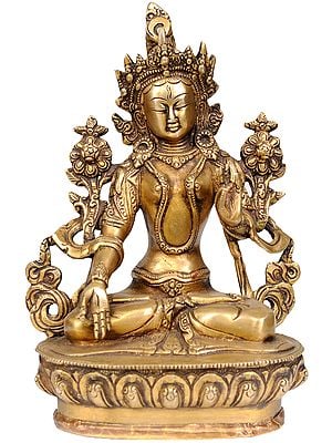 9" White Tara (Tibetan Buddhist Deity) In Brass | Handmade | Made In India