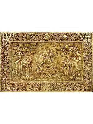 (Tibetan Buddhist Deity- Guru Padmasambhava with His Disciples (Wall Hanging Plate)