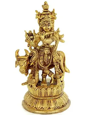 4" Bhagawan Krishna Idol in Brass | Handmade | Made in India