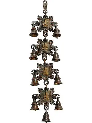 13" Ganesha Hanging Bell in Brass | Handmade | Made in India