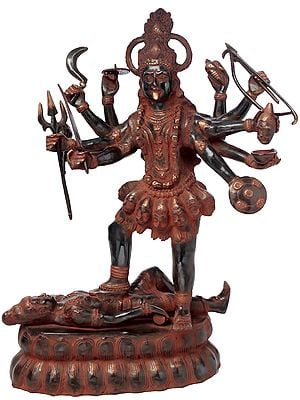 33" Large Size Goddess Kali Brass Figurine | Indian Crafted Idol