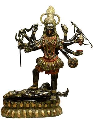33" Large Size Goddess Kali In Brass | Handmade | Made In India
