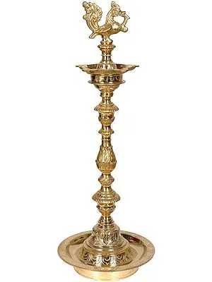 Five-Wick Peacock Lamp with Stand