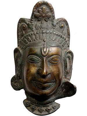 7" Devi Mask From Himachal Pradesh In Brass | Handmade | Made In India