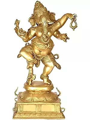 22" Dancing Ganesha In Brass | Handmade | Made In India