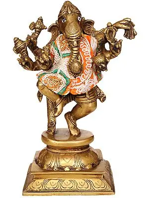 Six-Armed Dancing Ganesha with Dress