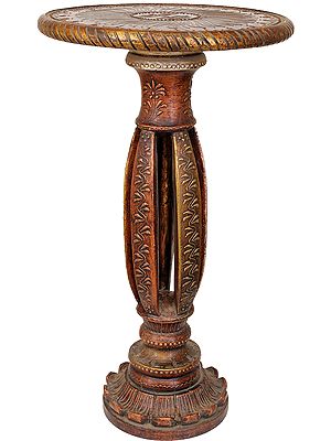 Finely Carved Table with Surya Image on the Top