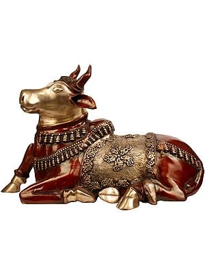33" Large Size Nandi, Lord Shiva’s Mount In Brass | Handmade | Made In India