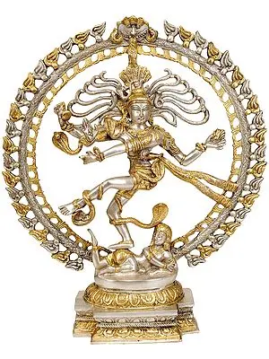 20" Nataraja (In Golden and Silver Hues) In Brass | Handmade | Made In India