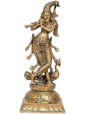 Fluting Krishna with Peacock