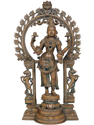 Goddess Lakshmi with Floral Aureole and Kirtimukha Atop
