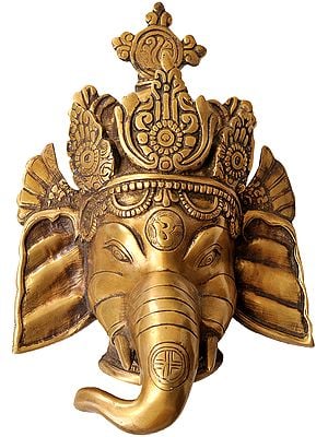 11" Ganesha Mask In Brass | Handmade | Made In India