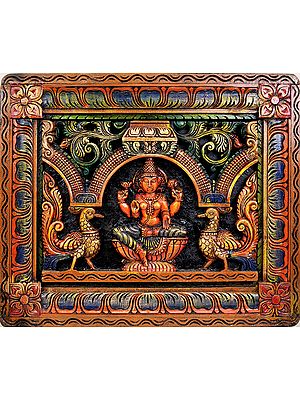 Devi Lakshmi (Wall Hanging Carved in Relief)
