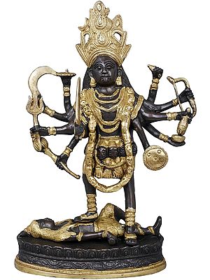 11" Mother Goddess Kali In Brass | Handmade | Made In India