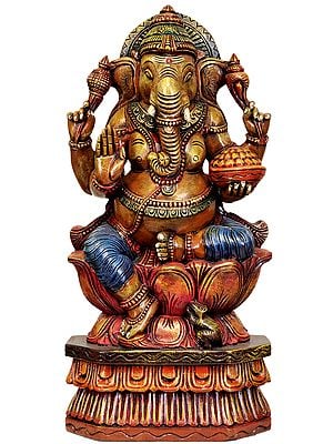 Lord Ganesha Seated on Lotus