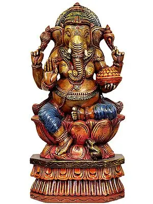 Lord Ganesha Seated on Lotus