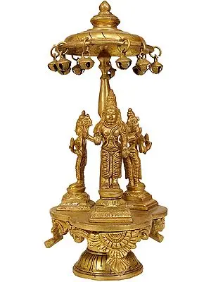 Bhagawan Vishnu with Lakshmi Ji and Bhudevi (Revolving Base)