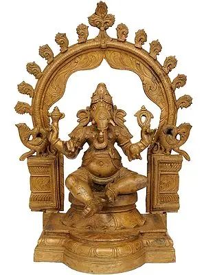 Four-Armed Seated Ganesha with Floral Aureole