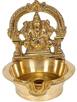 4" Traditional Lord Ganesha Lamp In Brass | Handmade | Made In India