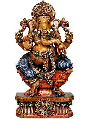 Lord Ganesha Seated on Lotus