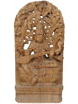 Goddess Saraswati with Floral Aureole