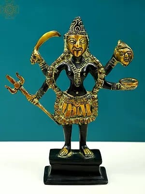 6" Small Mother Goddess Kali In Brass
