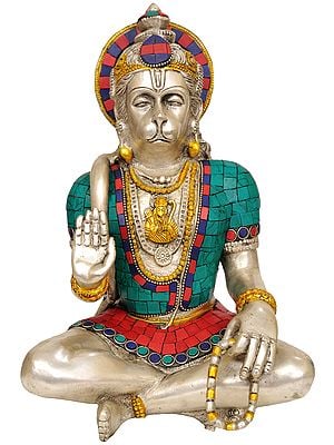 11" Blessing Hanuman (Lord Rama Depicted in His Heart) In Brass | Handmade | Made In India