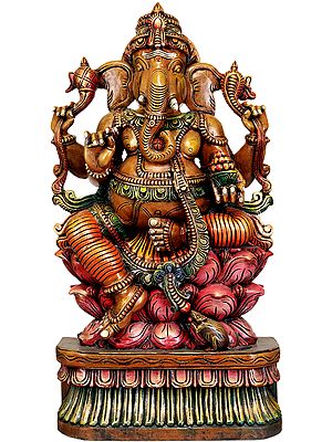 Lord Ganesha Seated on Lotus