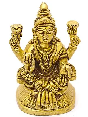 3" Lakshmi Ji - Goddess of Fortune and Prosperity In Brass | Handmade | Made In India