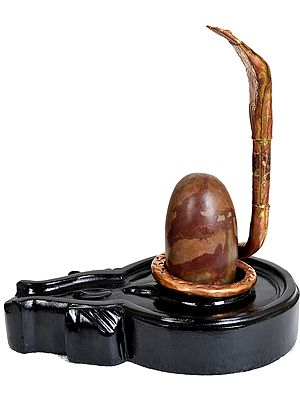 Shiva Linga with Five-Hooded Copper Snake Crowning It