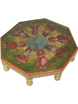 Octagonal Chowki with the Scene of Krishna's Rasa-Lila Atop