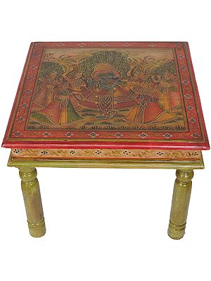 Chowki with the Scene of Krishna with Gopis Atop