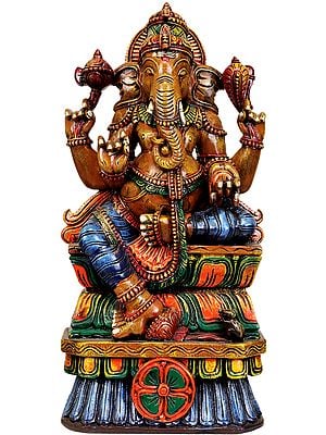 Lord Ganesha Seated on Lotus