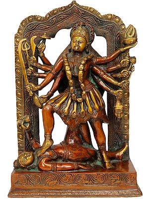 11" Mother Goddess Kali In Brass | Handmade | Made In India