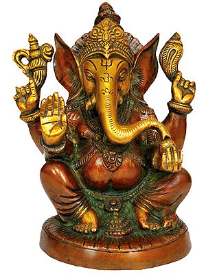 7" Ganesha Idol with Ankush and Noose | Handmade Brass Statues | Made in India