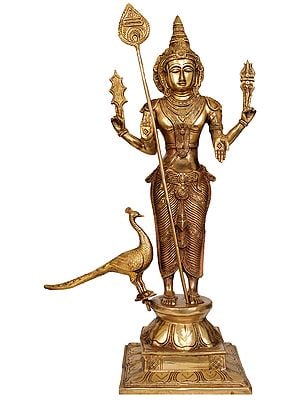 24" Kumara Karttikeya In Brass | Handmade | Made In India