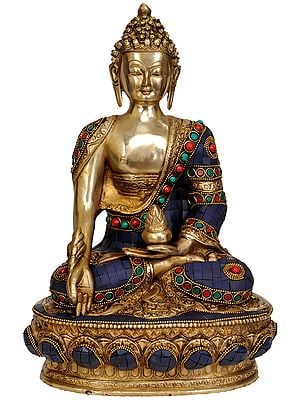 13" Tibetan Buddhist Deity Medicine Buddha In Brass | Handmade | Made In India