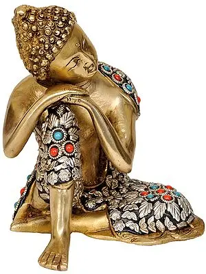 7" Tibetan Buddhist Deity Thinking Buddha In Brass | Handmade | Made In India