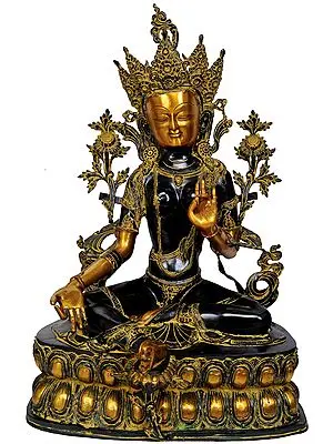 34" Large Size Tibetan Buddhist Goddess Green Tara In Brass | Handmade | Made In India