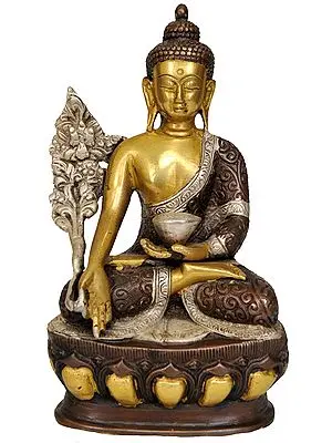 7" (Tibetan Buddhist Deity) Medicine Buddha In Brass | Handmade | Made In India