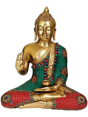14" Blessing Buddha In Brass | Handmade | Made In India