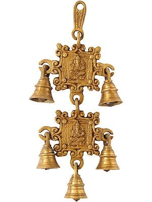 10" Ganesha Wall Hanging Bells In Brass | Handmade | Made In India