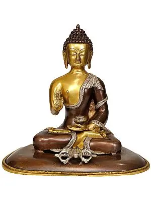 12" Tibetan Buddhist Preaching Buddha with Dorje In Brass | Handmade | Made In India